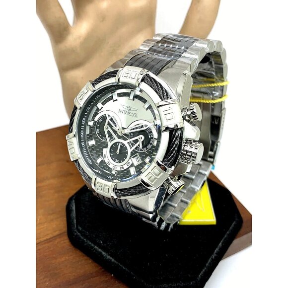 Invicta Men's Watch 29569 Bolt Quartz Chronograph Silver Black Stainless Steel - Picture 2 of 12